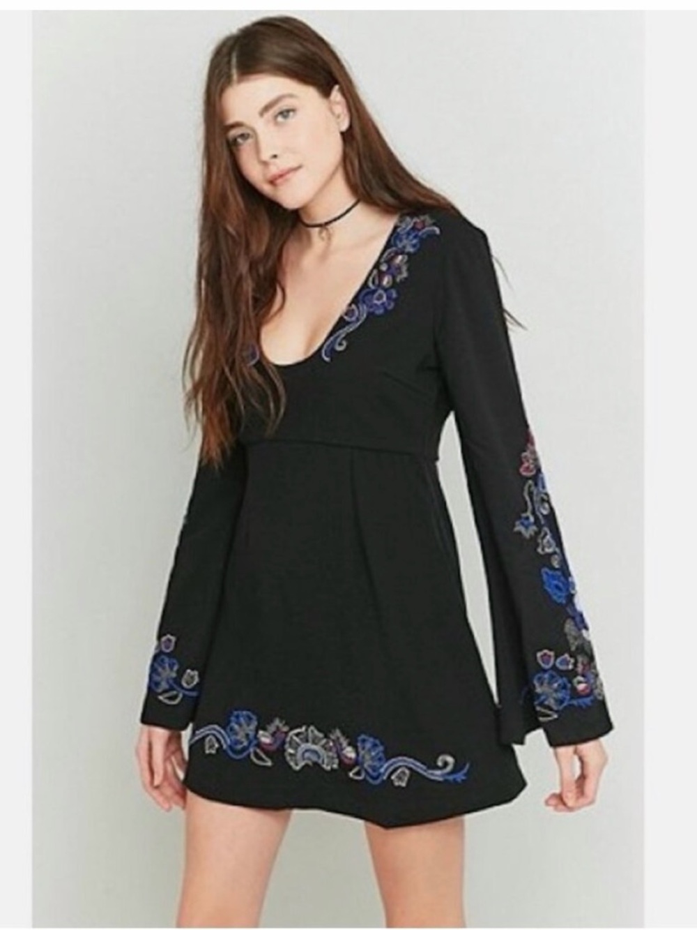 Free People Bell Sleeve Mini Dress - Size 8